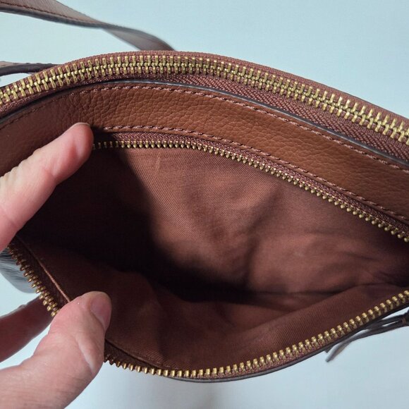 Fossil Purse Brown Red Gold Patchwork Leather Crossbody Bag Preppy Boho - Picture 3 of 7